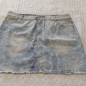 Est.1946 Denim Light Blue Paisley Denim Mini Skirt Sz.16